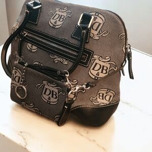 Dooney Bourke Db Domed Satchel Purse Bag Monogram Wristlet Black
